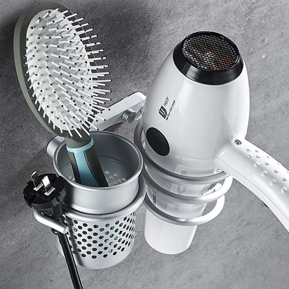 Bathroom Wall Mounted Straightener Holder Rack Hair Dryer Stand HolderOrganizer