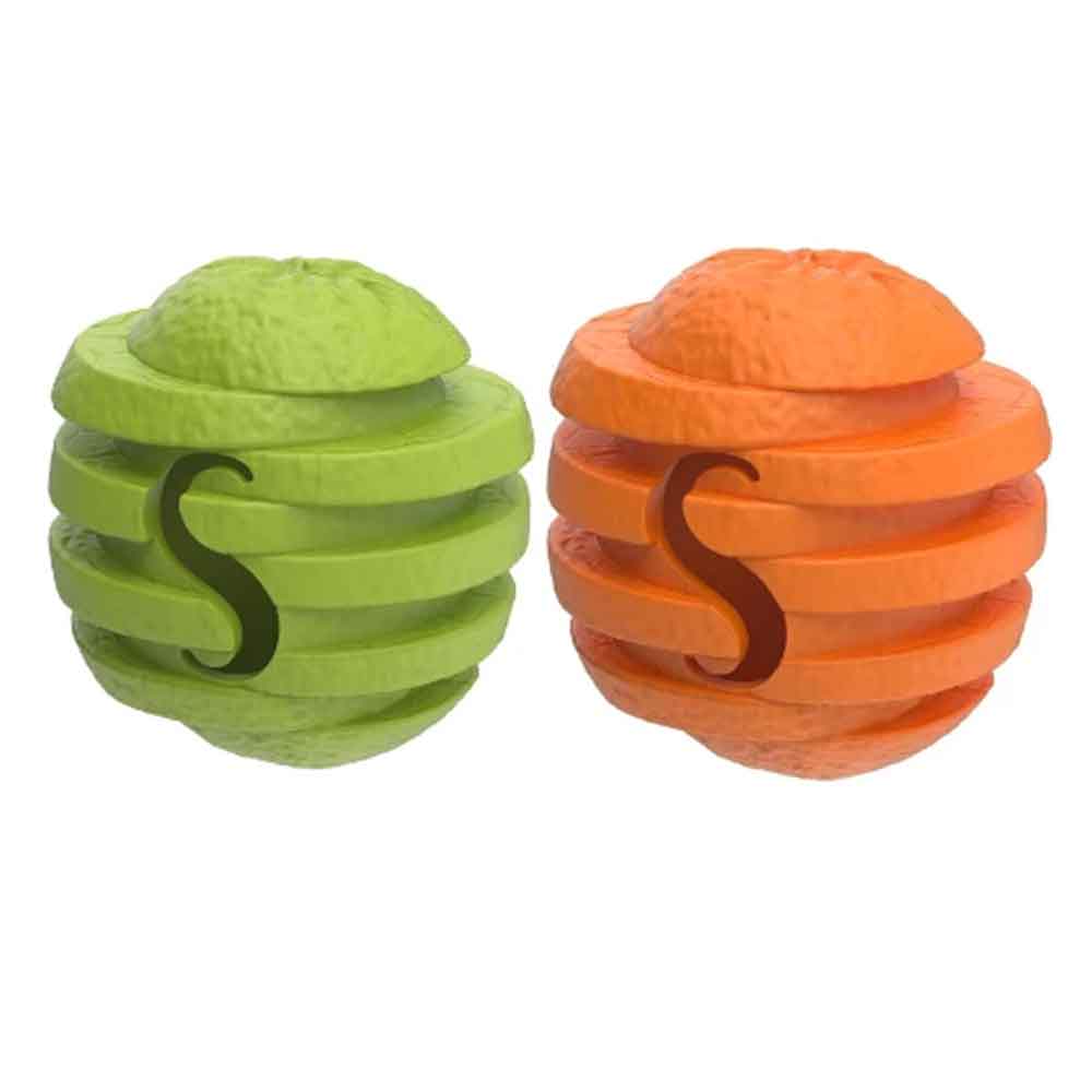 Indestructible Dog Chew Toy – Treat Dispenser & Interactive Pet Toy, Orange, 10cm