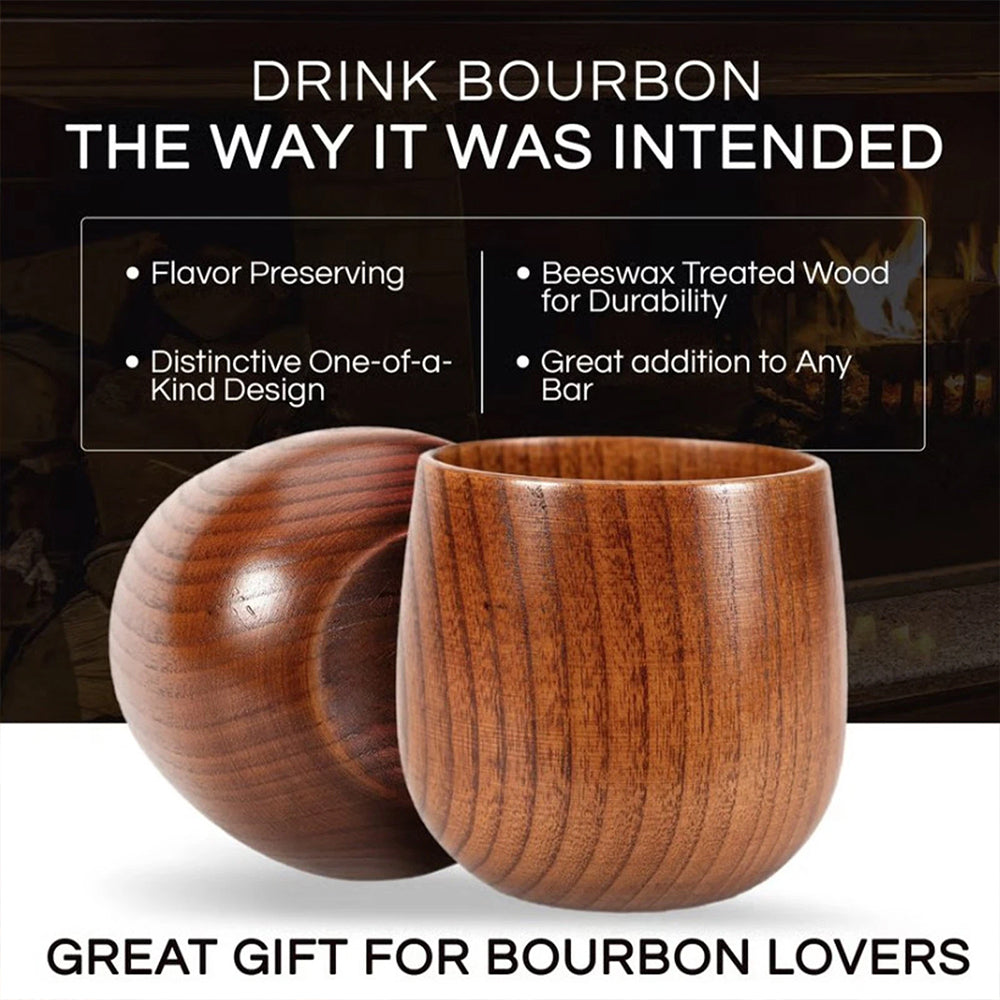 Charred Wooden Bourbon Glass - Handcrafted 240ml Whiskey Drinking Cup