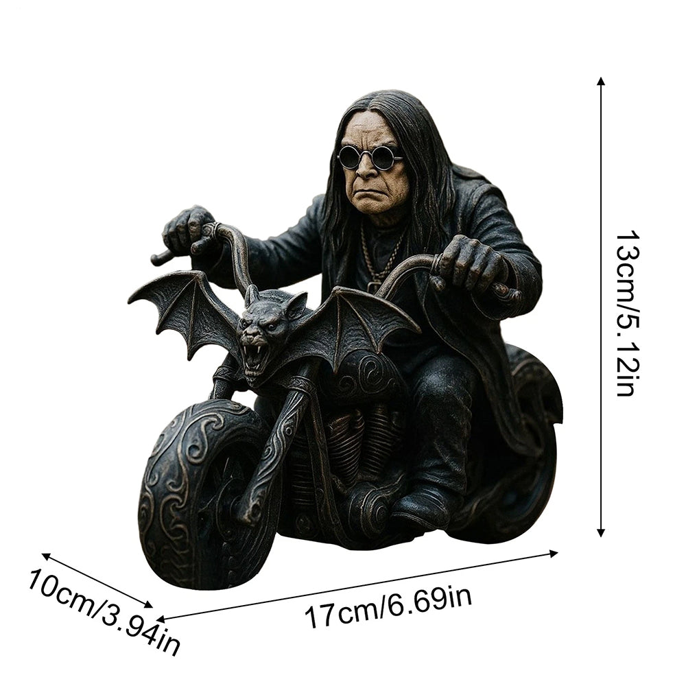 Retro Ozzy Motorcycle Rider Statue Figurine Desk Fans Decor