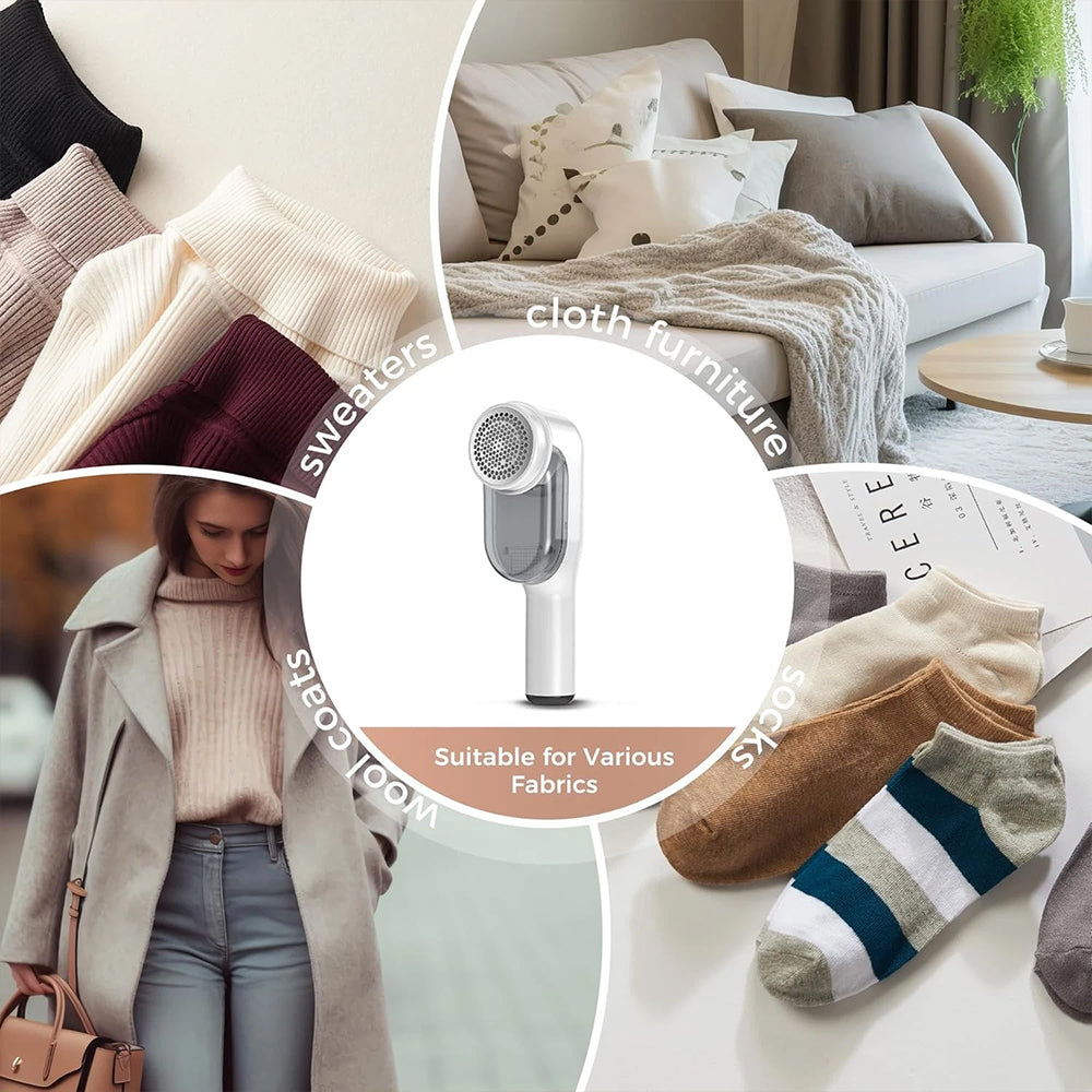 Electric Lint Remover - Clothes Bobble Fabric Shaver with LED Display, 6 Blades