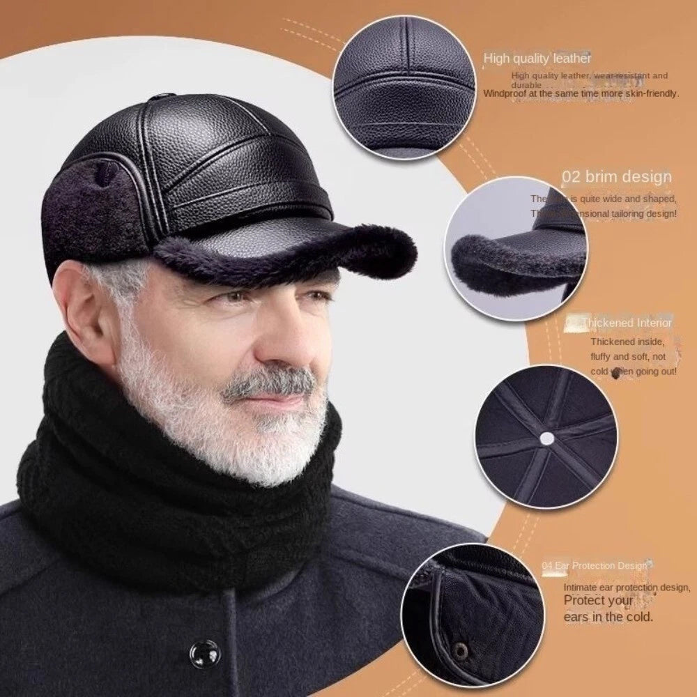 Winter Warm Baseball Cap with Ear Flaps for Men – Thick Plush Ear Protection Hat, Korean Style Outdoor Cold Weather Cap