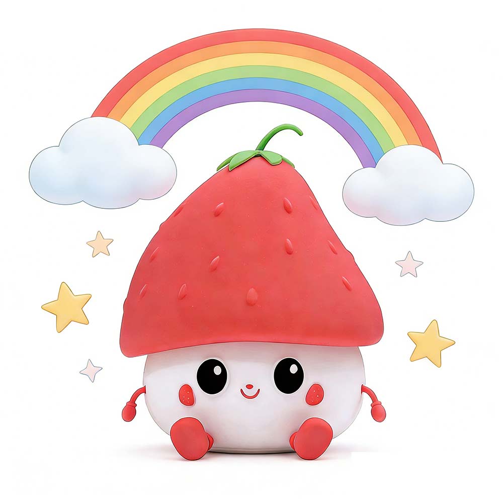 7-Color Strawberry Night Light - Wireless Bedroom Buddy, RGB Silicone Lamp11cm