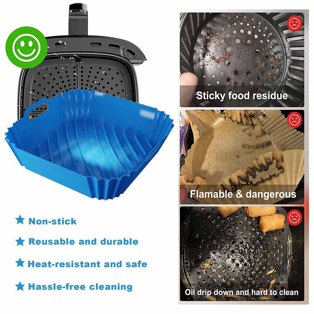 Air Fryer Silicone Pot Air Fryer Basket Liner Non-Stick Reusable Baking Tray
