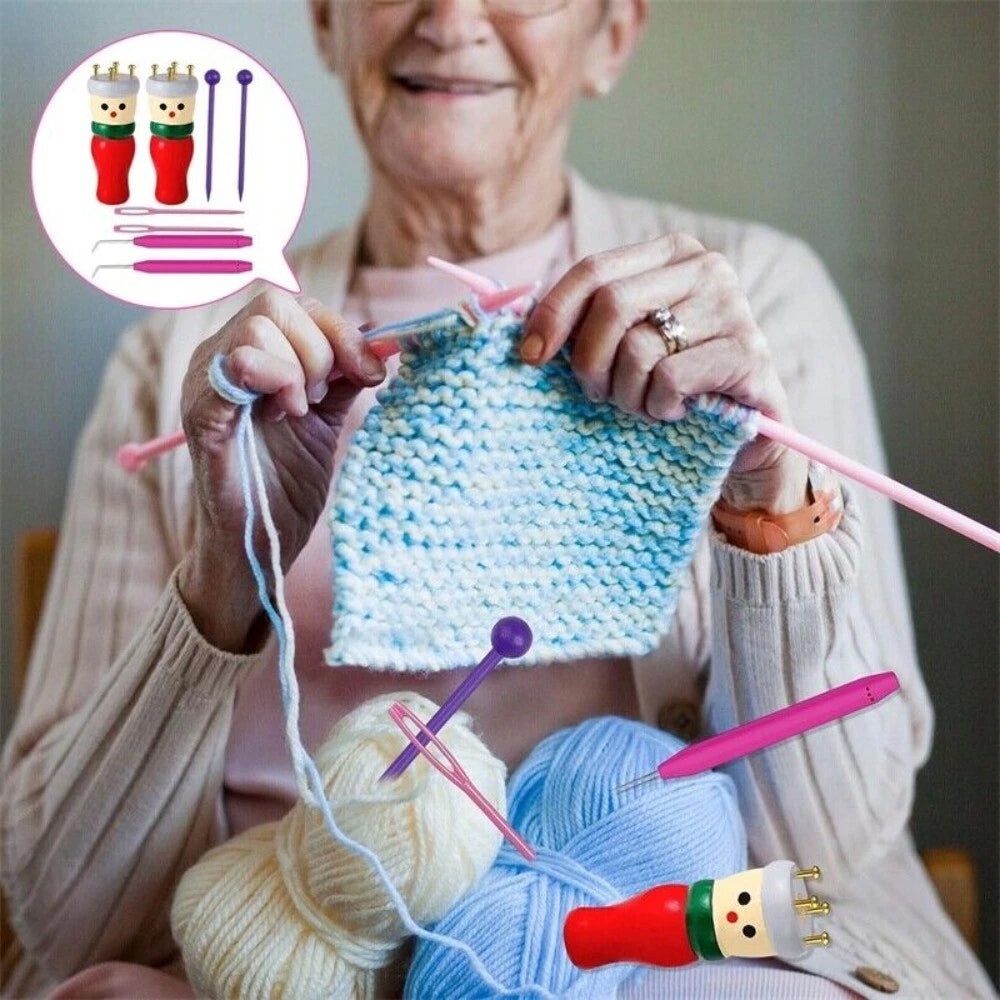 Wooden Spool Knitting Doll Set – 2pcs French Knitting & Corking Tool for Beginners& Craft Enthusiasts