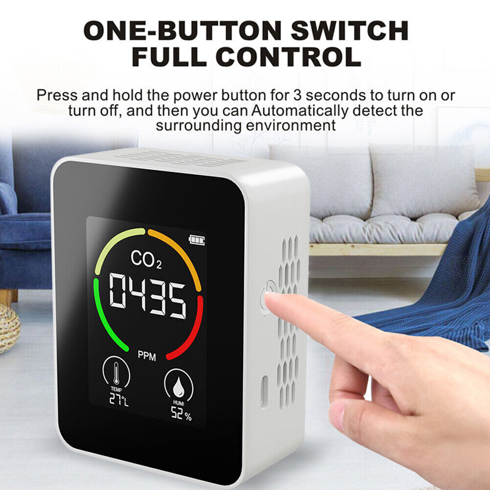 CO2 Meter Temperature Humidity Air Quality Monitor Carbon Dioxide Detector