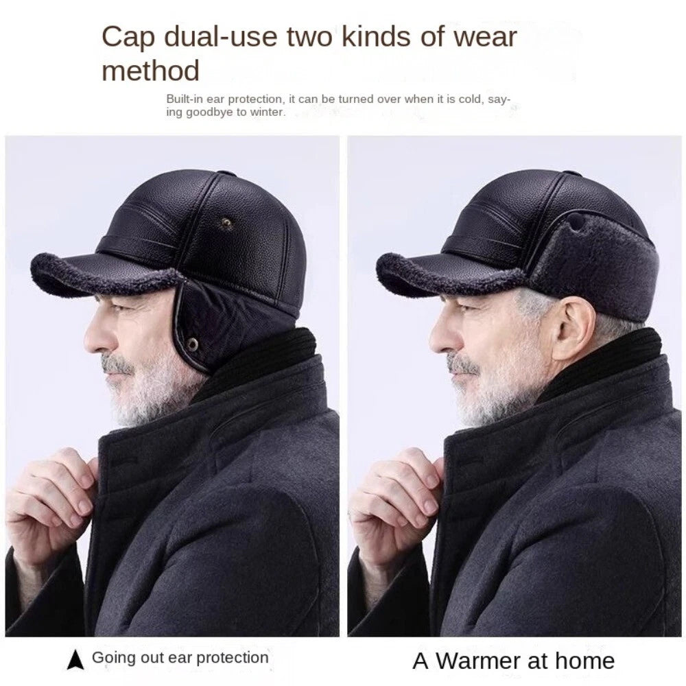 Winter Warm Baseball Cap with Ear Flaps for Men – Thick Plush Ear Protection Hat, Korean Style Outdoor Cold Weather Cap
