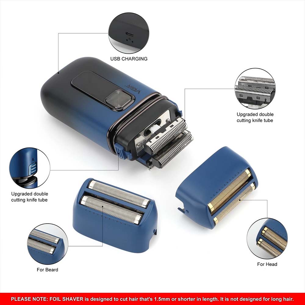 VGR Electric Foil Shaver for Men - Cordless Waterproof Razor with Pop-Up Trimmer