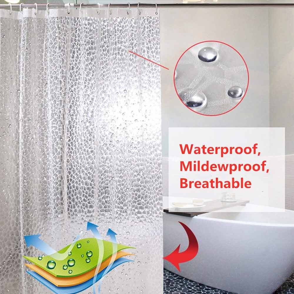Waterproof Shower Curtain – EVA Bath Curtain, Mildew Resistant 180x200cm