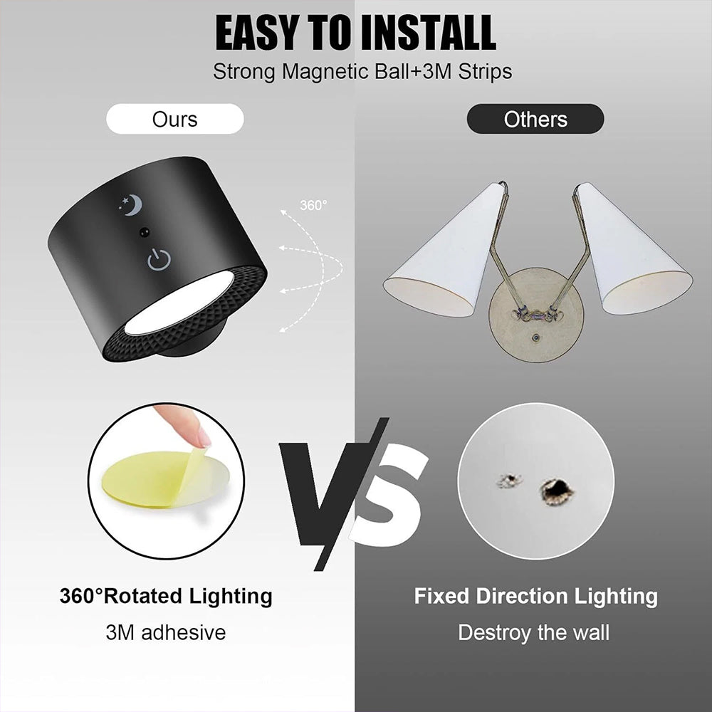 Rechargeable RGB LED Wall Sconce Lights - Magnetic Remote Night Lamp