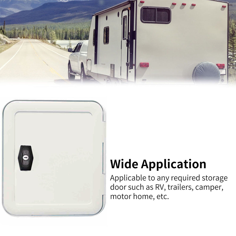 RV Storage Hatch Door – UV Resistant with Locker, Square & Rectangle, Rounded Corners