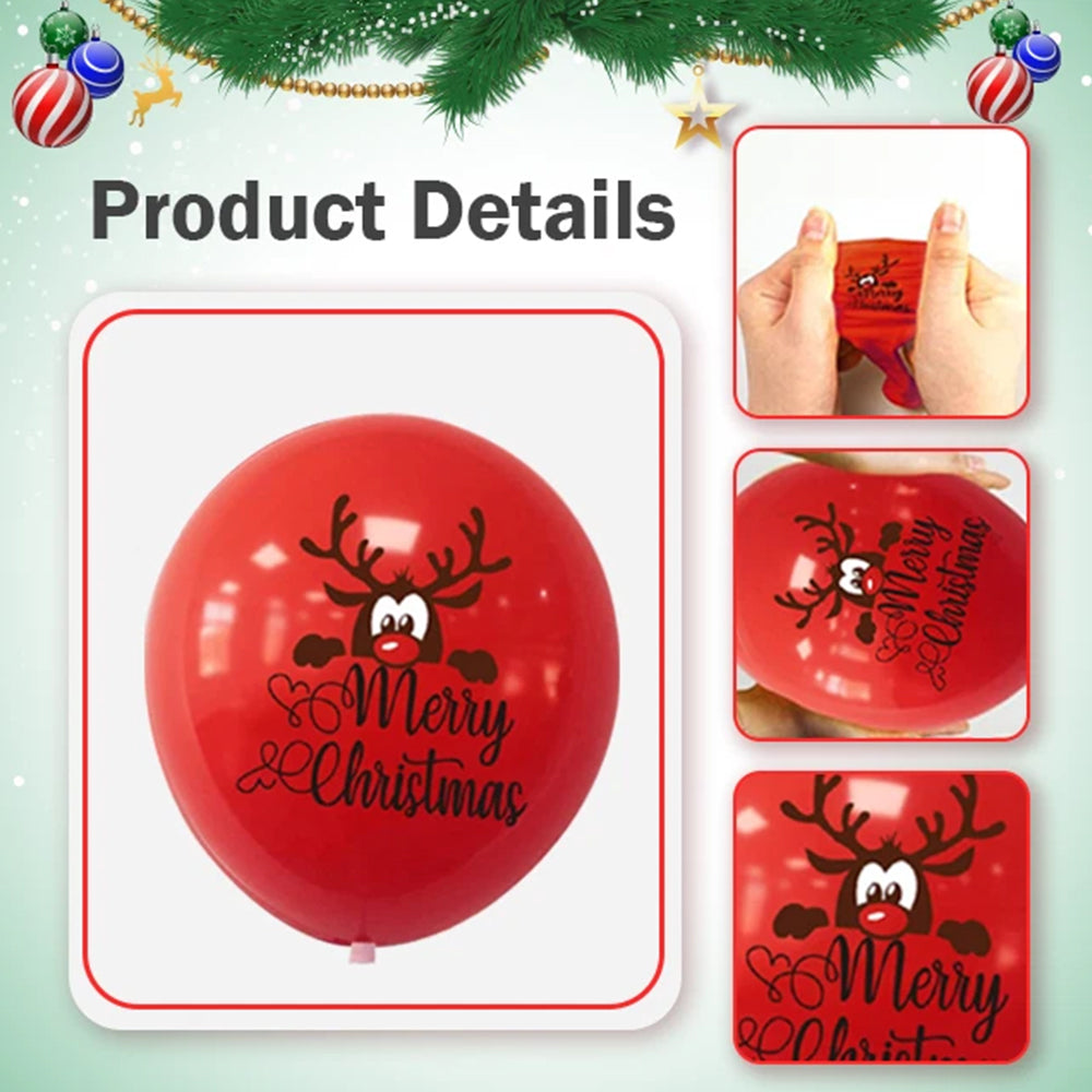 24-Pack Christmas Latex Balloons -Red, Green & White Santa & Tree Print Party Decorations