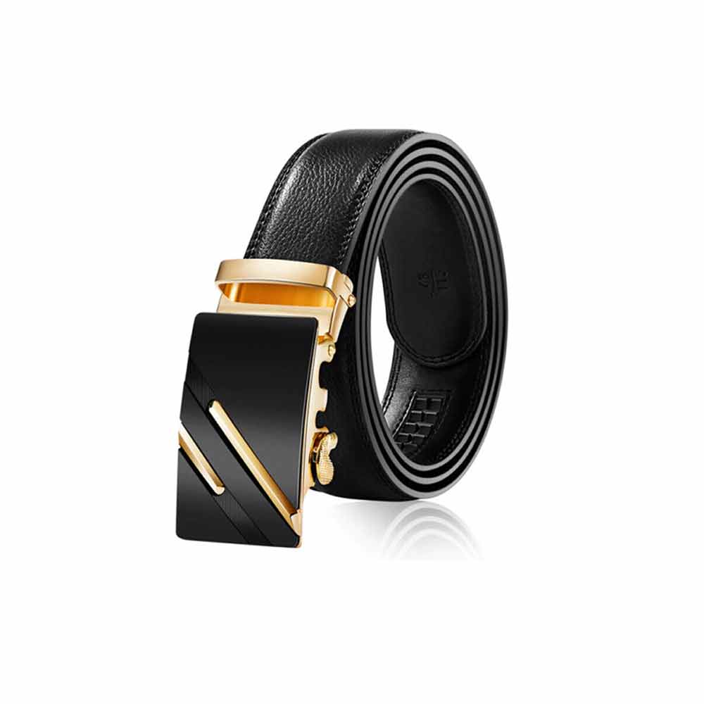 120cm Fashion Mens Leather Ratchet Belt Automatic Buckle Waistband Waist Strap