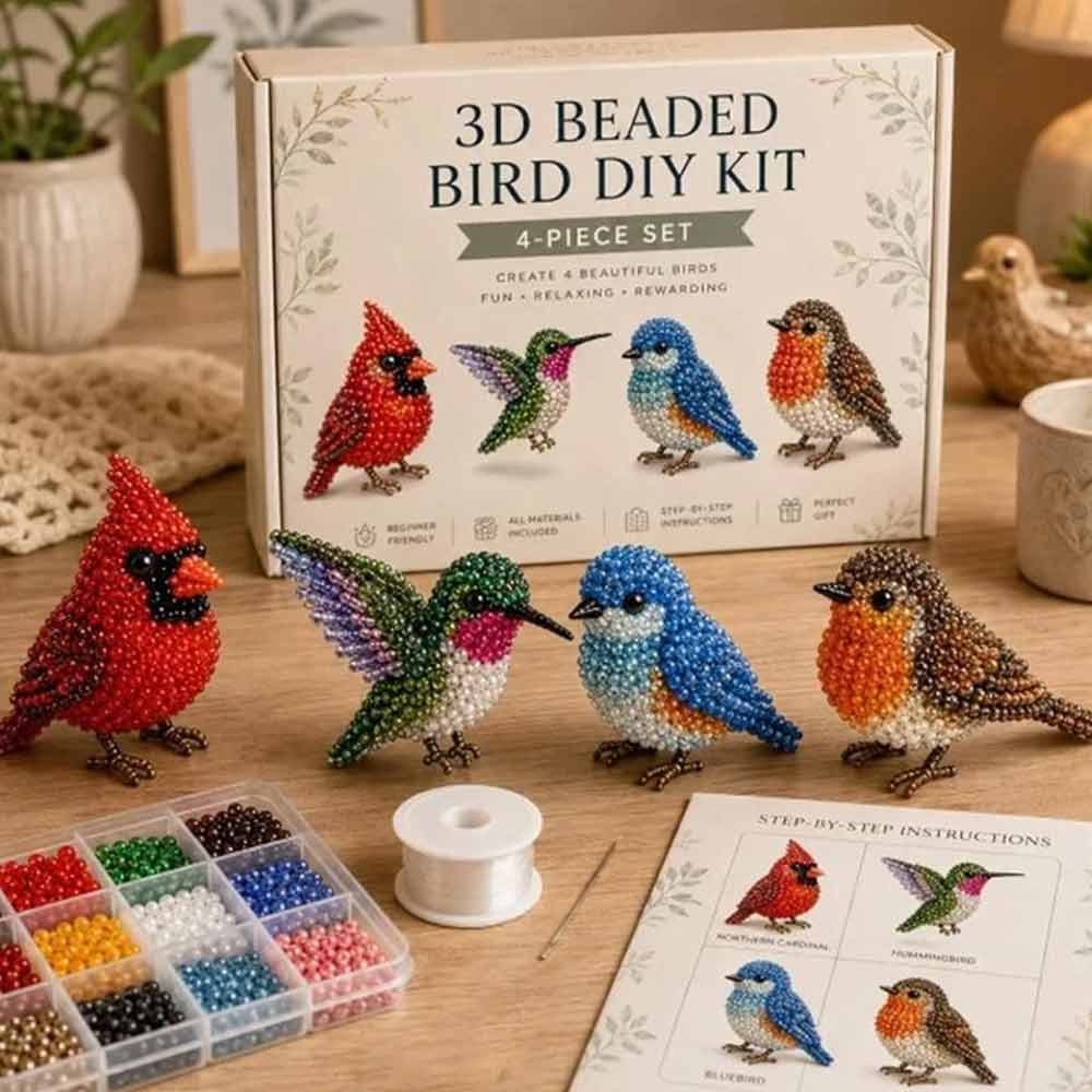 Beaded Animal Craft Kit – 3D DIY Embroidery Handmade Set for Teens & Adults
