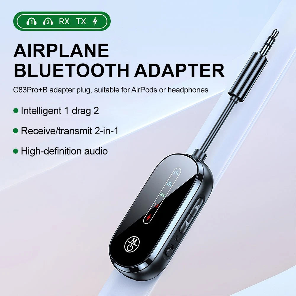 Airplane Bluetooth Transmitter for AirPods - Wireless Audio Adapter for Headphones