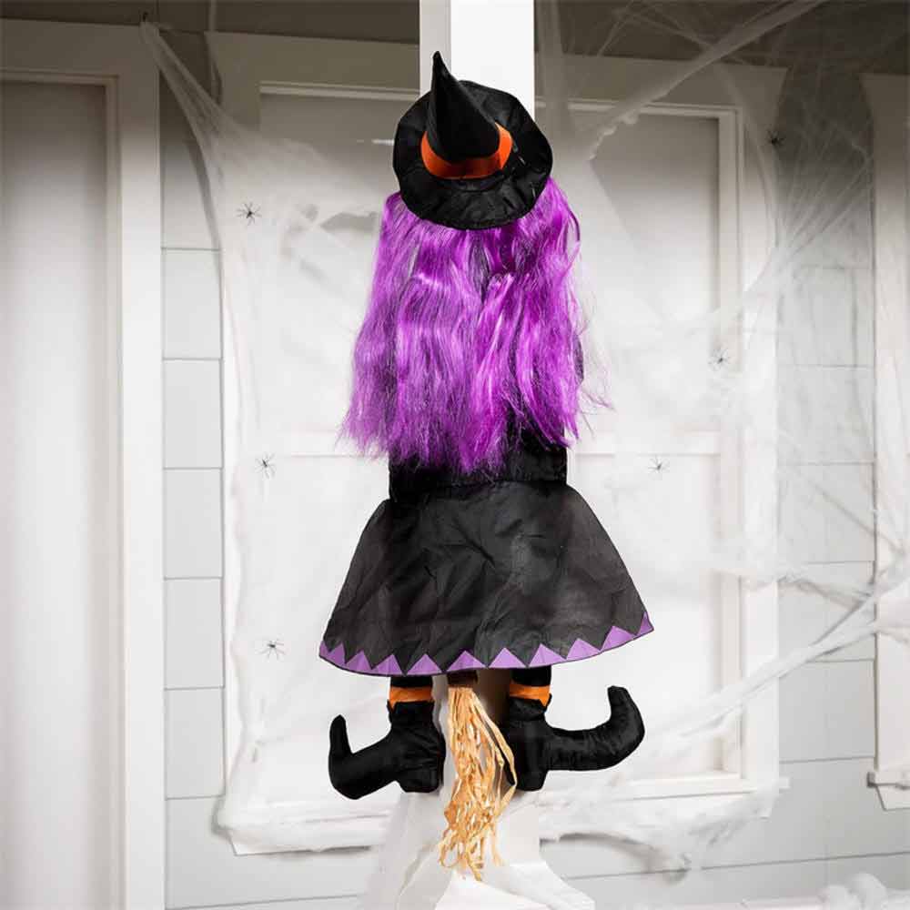 Halloween Crashing Witch Into Tree Outdoor Decor Yard Lawn Flying Witch Pendant