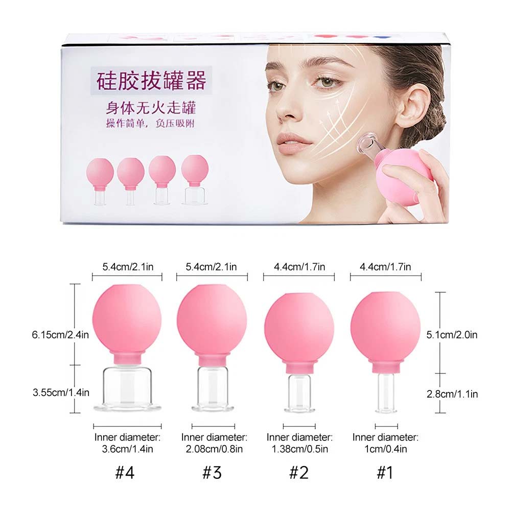 Facial Cupping Set 4PCS - Face Massage Skincare Tool, Cupping Glass for Skin Revitalize