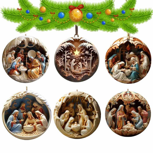 6PCS Nativity Christmas Ornament for Xmas Tree Birth of Jesus Christian Decor