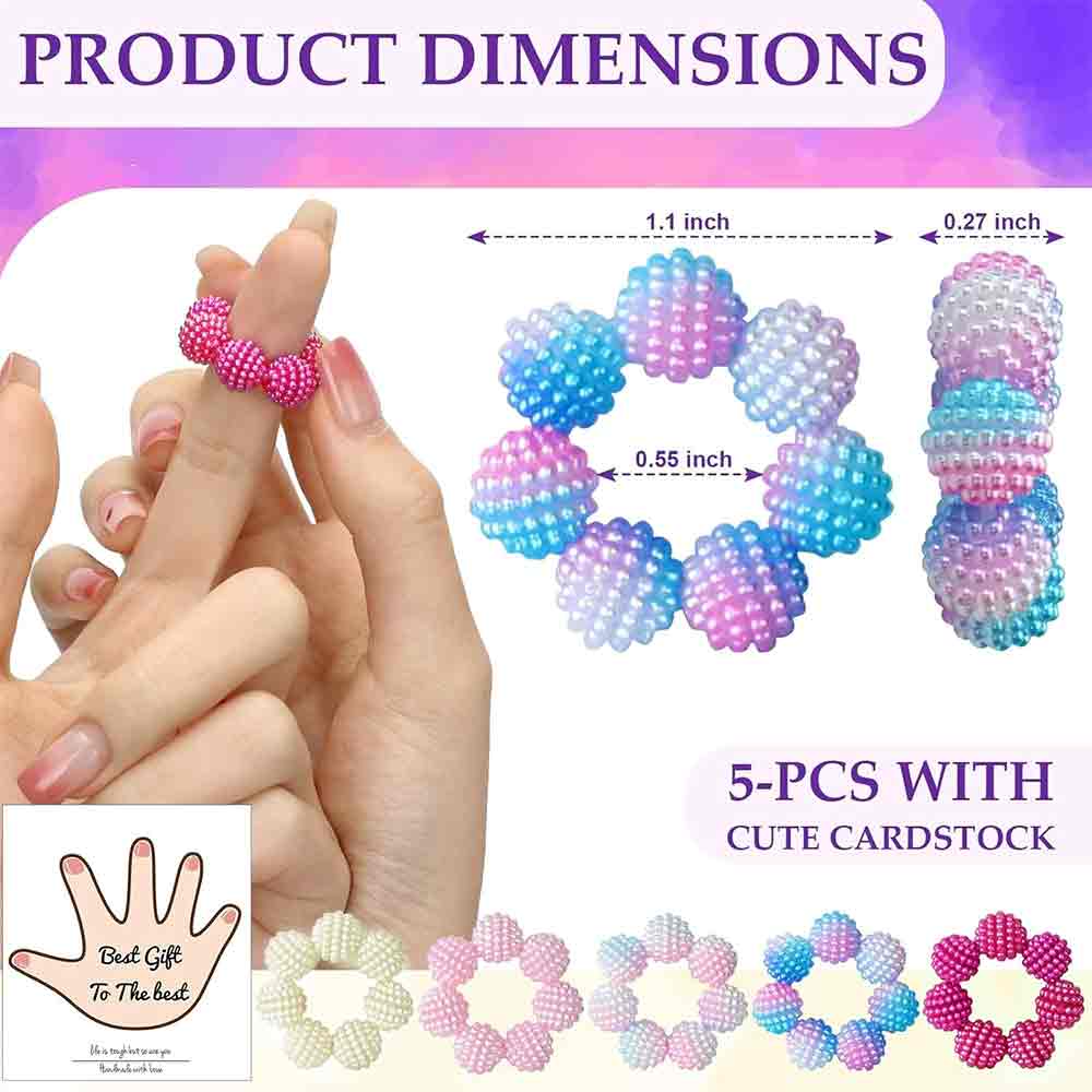 5X Stress Relief Beaded Sensory Finger Rings – Fidget Toy for Autism ADHD