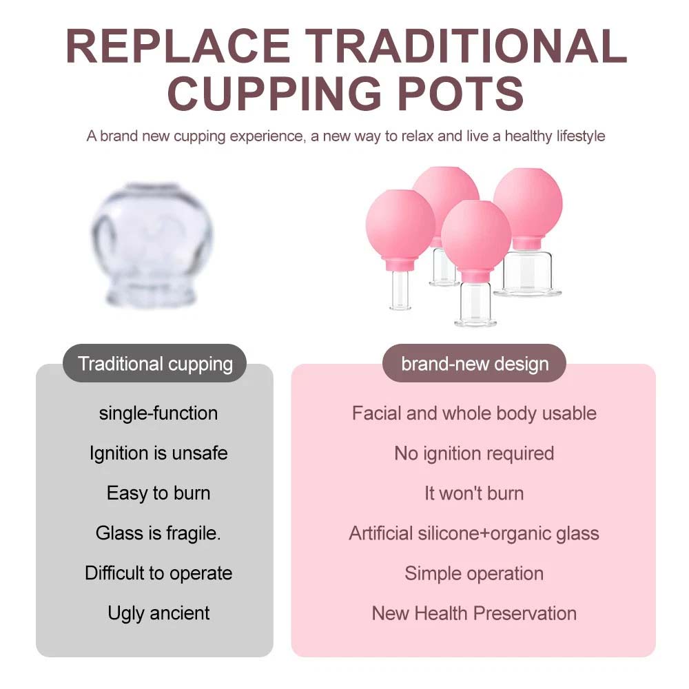 Facial Cupping Set 4PCS - Face Massage Skincare Tool, Cupping Glass for Skin Revitalize