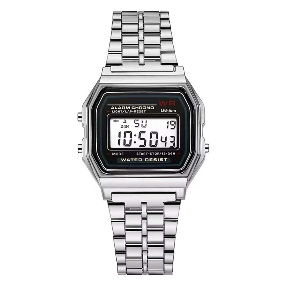 New Classic Retro Digital Unisex Silver Bracelet Watch With Watch Box