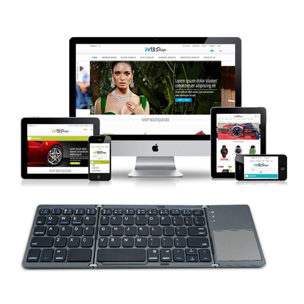 Bluetooth Wireless Keyboard Threefold Touchpad for iPad iPhone Android Windows