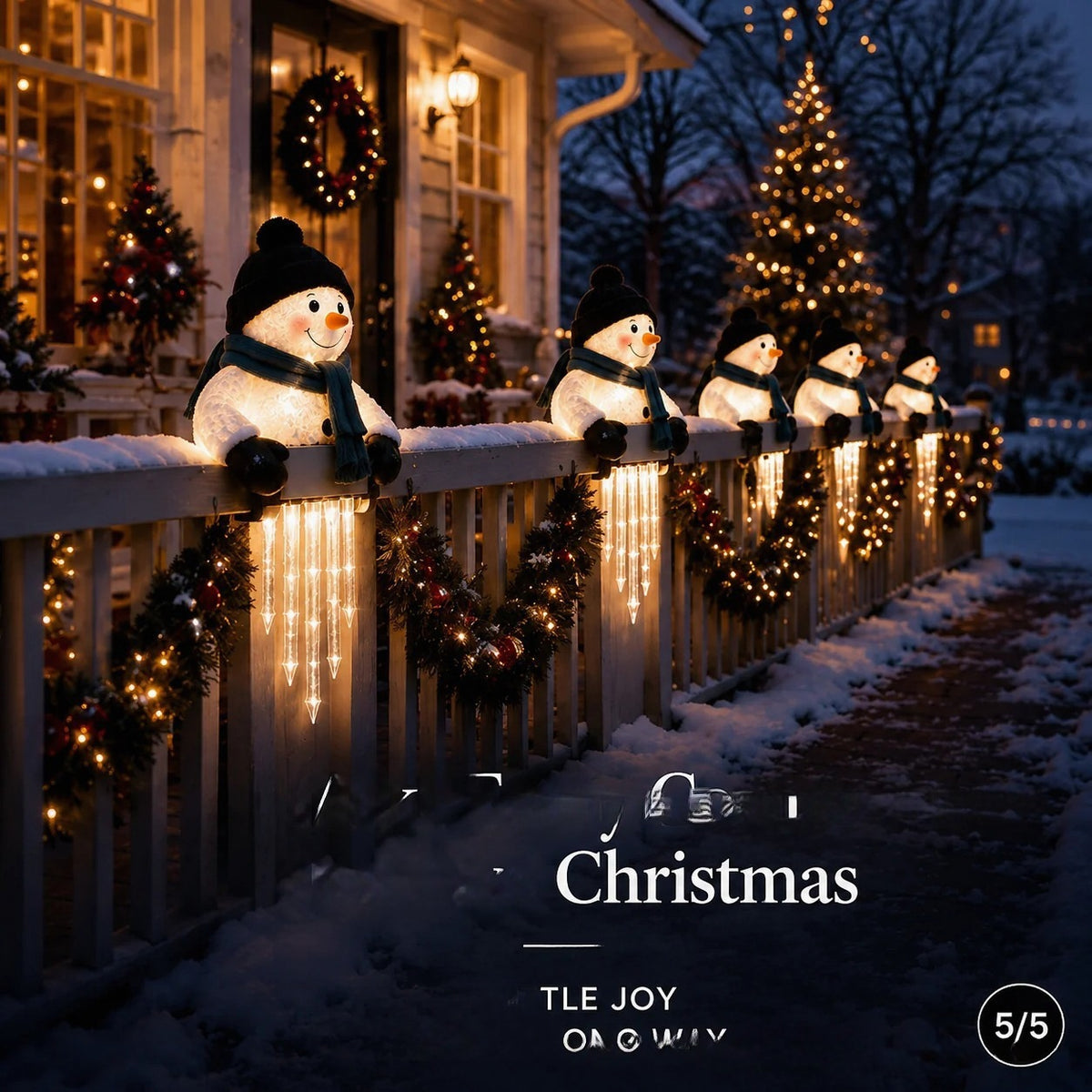 5 LED Solar Santa Icicle Light – IP65 Outdoor Christmas Fence Decoration