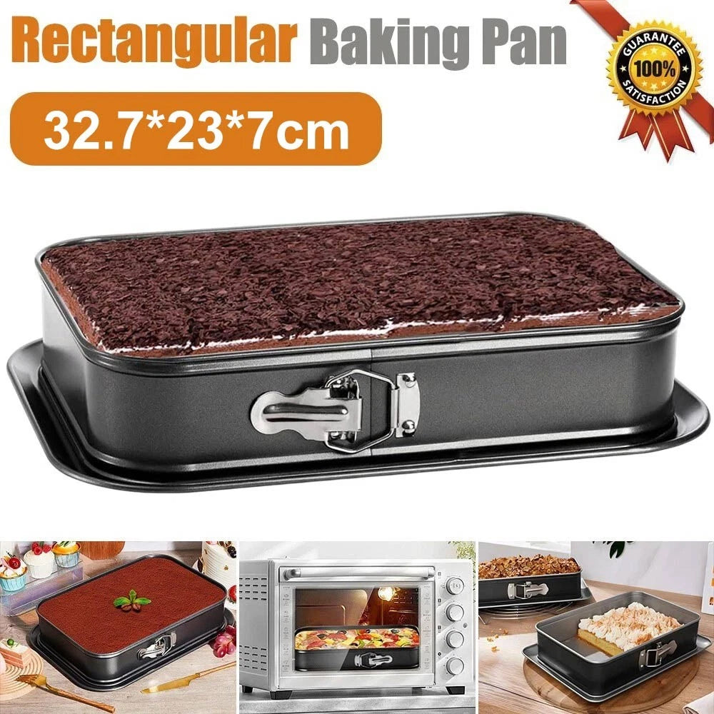 28CM Cake Tin Rectangular Non Stick Spring Form Baking Bake Tray Bakeware