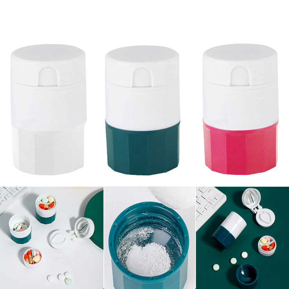4 Layer Pill Medicine Crusher Grinder Splitter Tablet Divider Cutter Storage Box