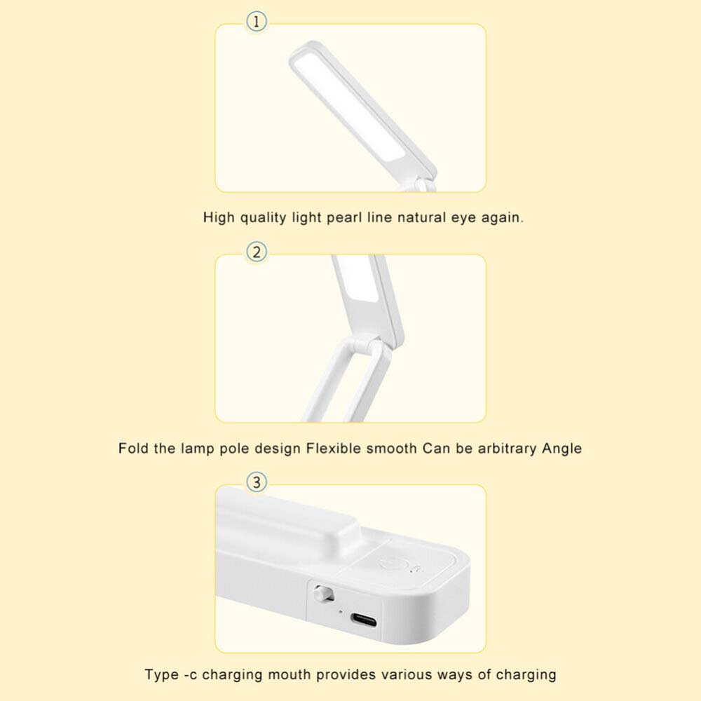 Foldable LED Desk Table Lamp Touch Dimmable Bedside Reading Study Night Light