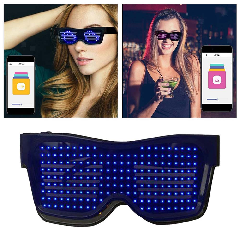 Bluetooth LED Eye Glasses APP Control for Raves Birthday DJ EDM Display Text