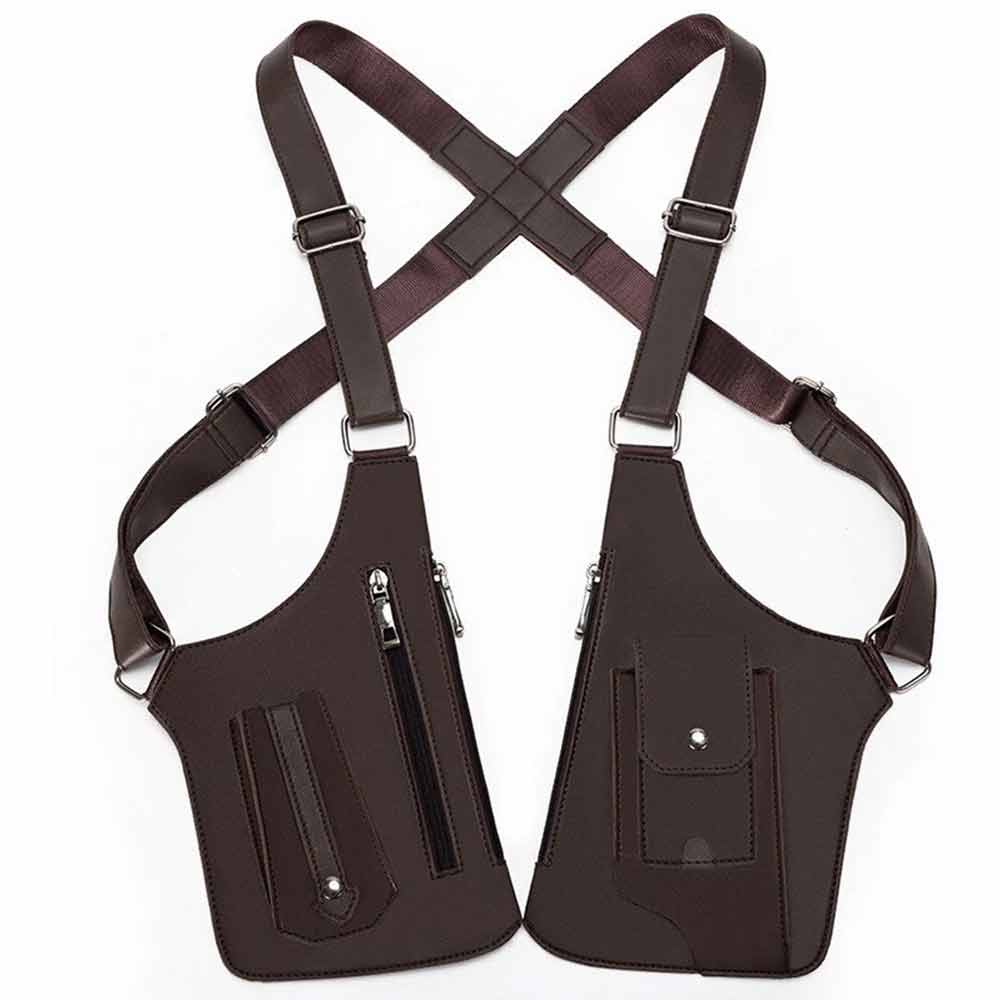 Adjustable Anti-Theft Underarm Shoulder Bag – PU Leather Wallet Holster Bag (Brown)