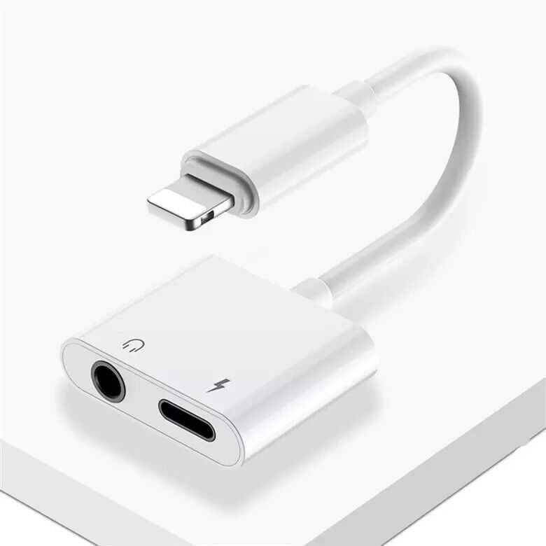 2-in-1 iPhone Jack to 3.5mm Splitter AUX Headphone & Charger with Call Support