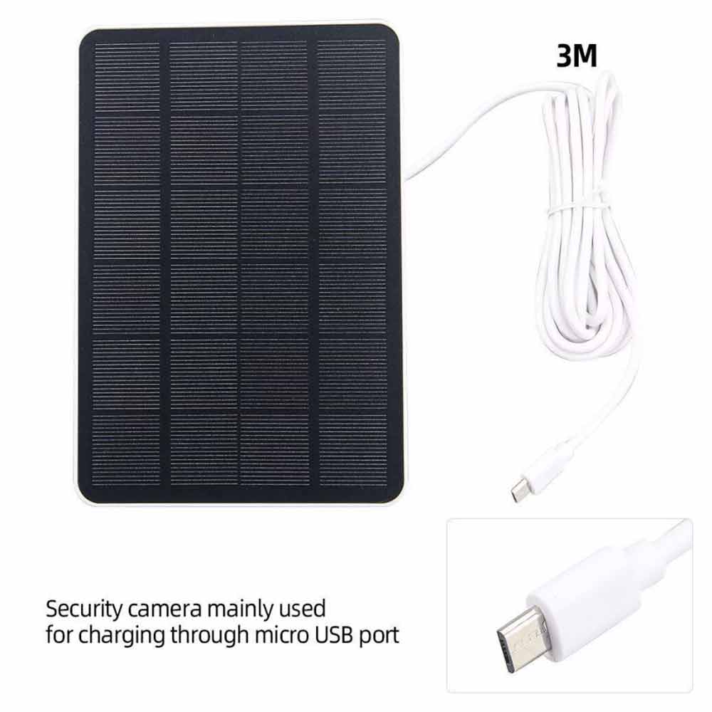 Solar Panel Outdoor Camera Security Cam Micro USB Battery Charger 5V 3m Cable