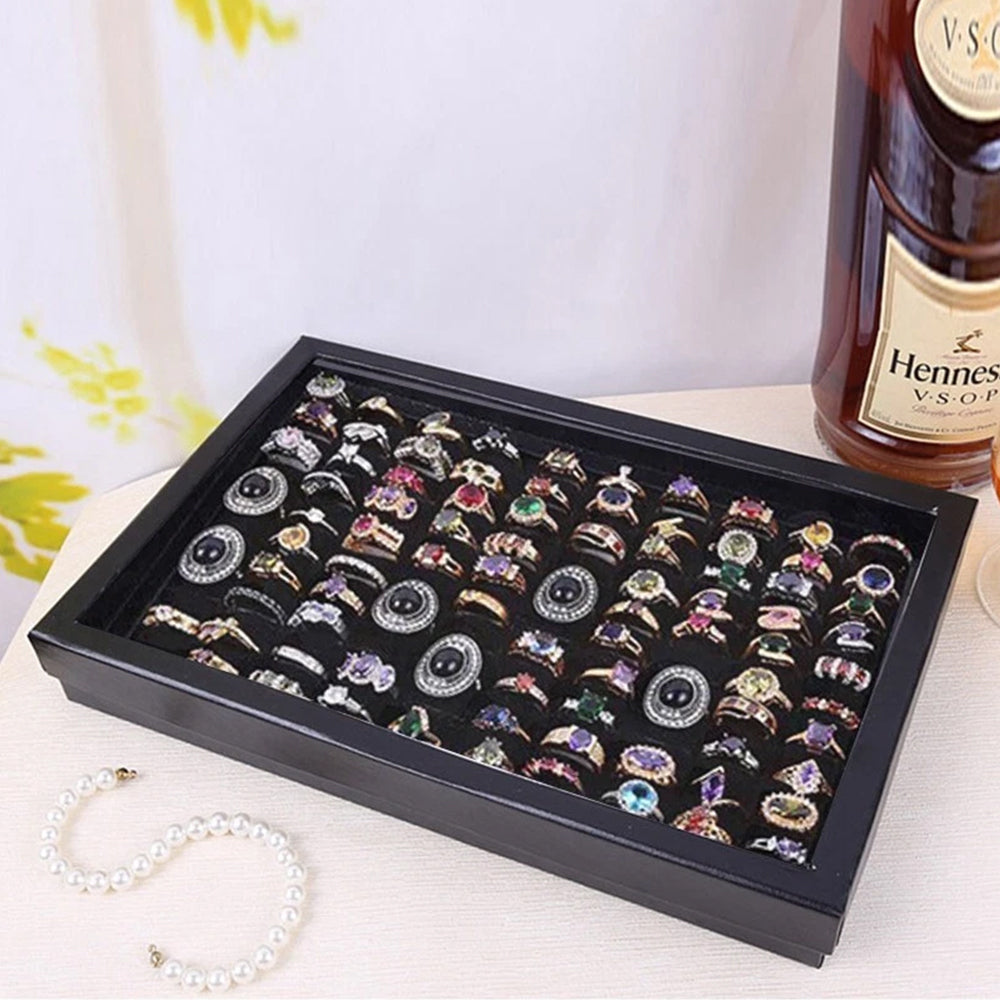 100-Slot Ring Storage Box – Jewellery Display Organiser Case Tray Holder