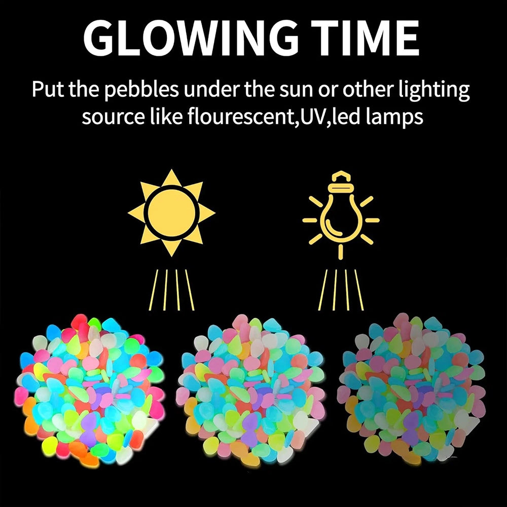 200Pcs Glow Pebbles – Luminous Garden Stones for Outdoor Decor & Pathways