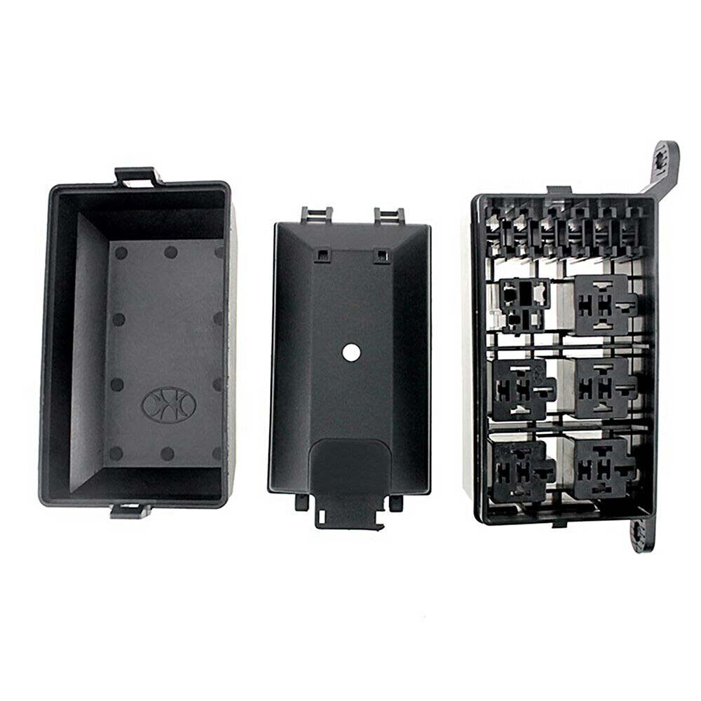 6 Way 12-Slot Relay Box 6 Relay 6 ATC/ATO Standard Fuses Holder Block Universal
