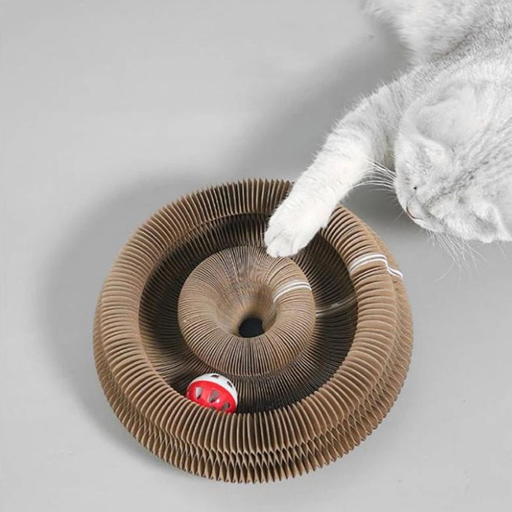 Transformable Cat Toy - Accordion Scratch Pad & Wear-Resistant Ball