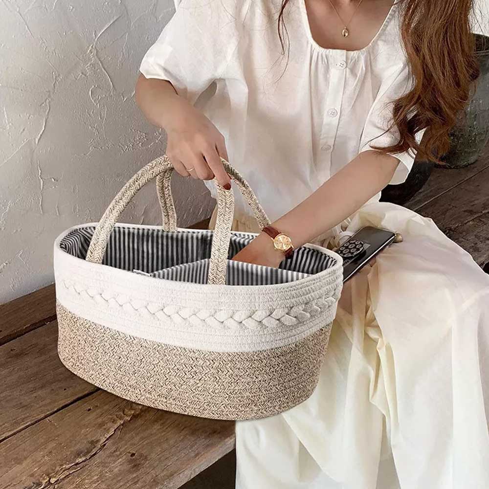 Nappy Caddy,Baby Diaper Caddy Organiser, Portable Nursery Storage Basket