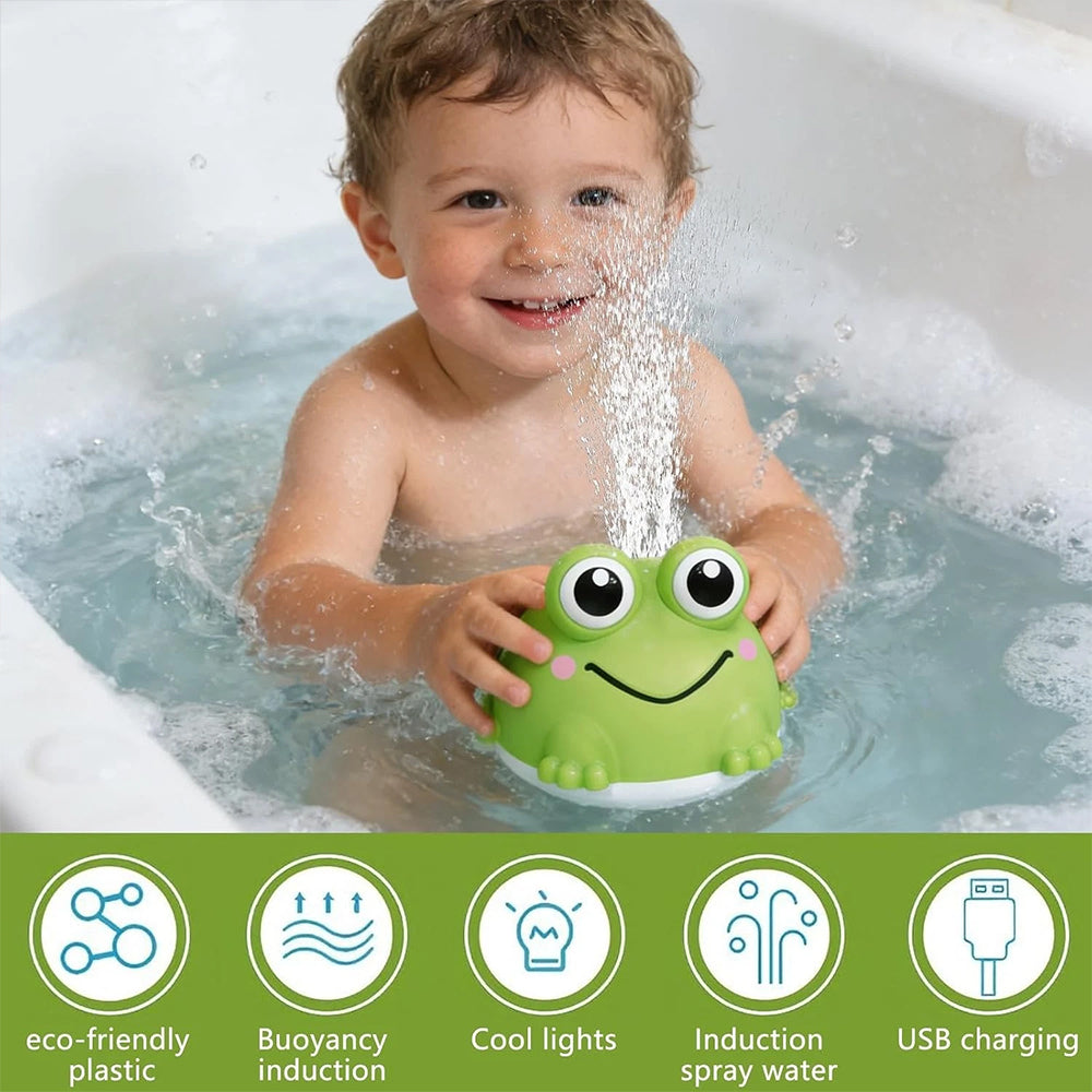 Light Up Bath Frog – Sensory Spray Water Toy for Fun Bath Time Play