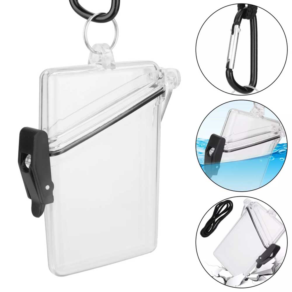 Waterproof Sport Case Portable Key Cash Work ID Card Holder Badge w/Lanyard+Clip