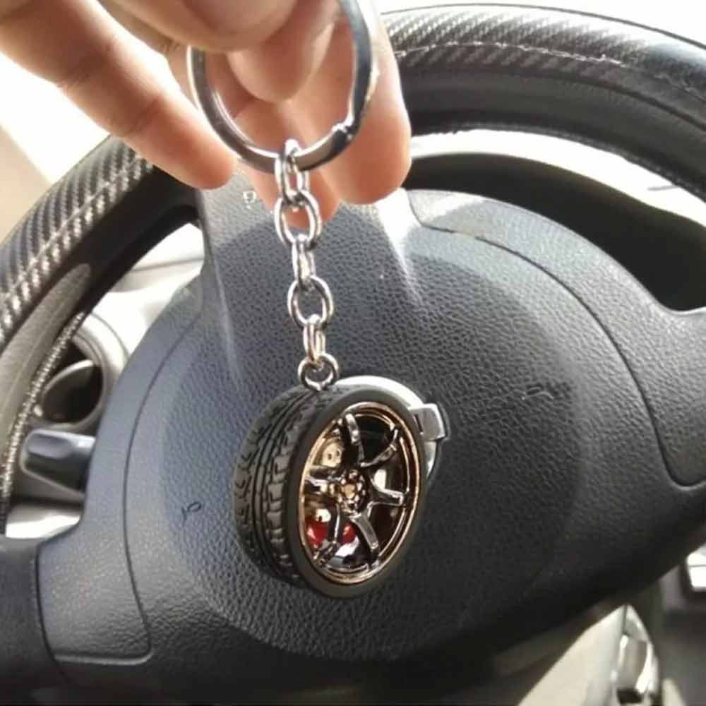 Simulation Tire Car Wheel Keychain Chain Brake Discs Key Ring RIM Wheel Keyring