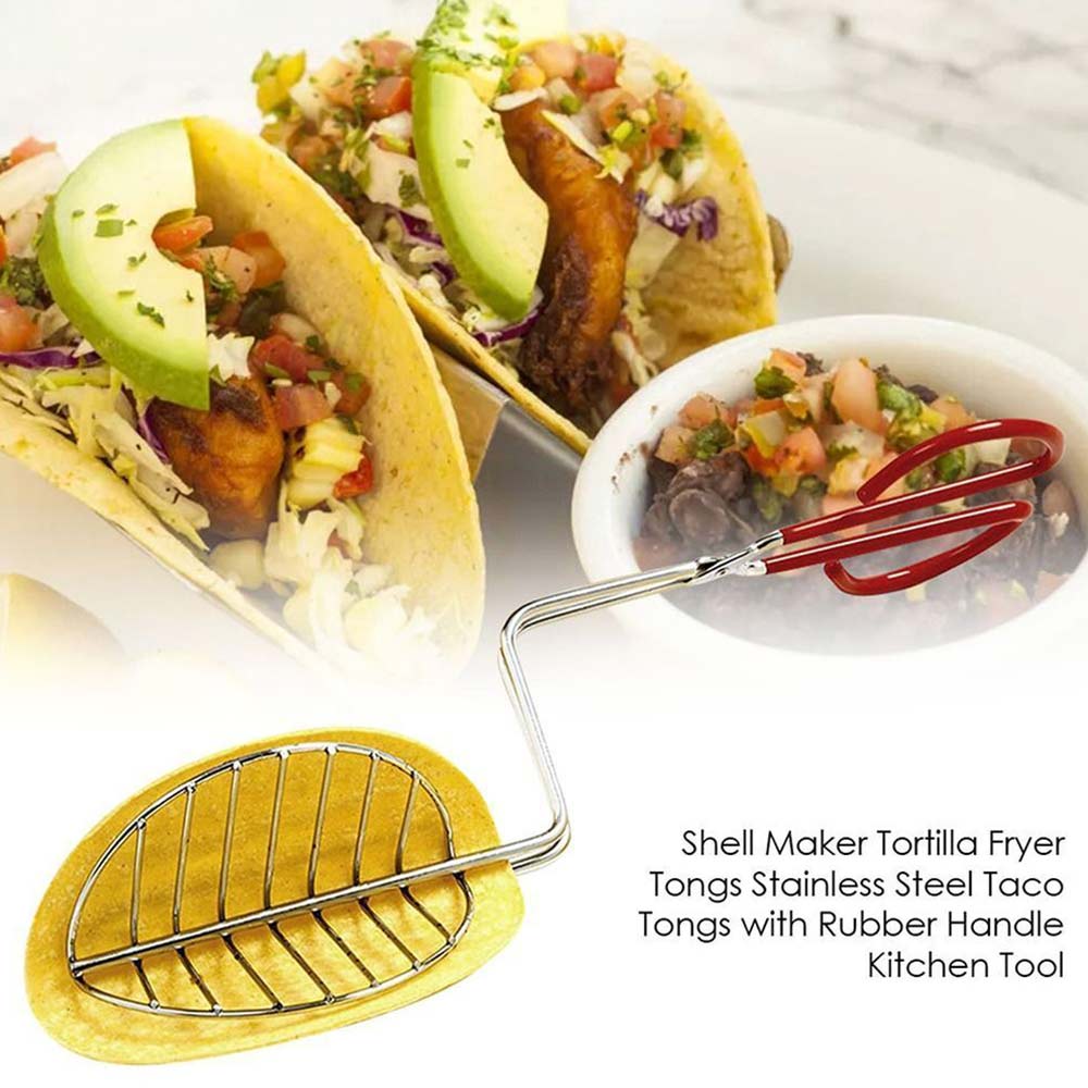 Taco Shell Maker Press Tortilla Fryer Tong Plated Steel Kitchen Rack Food Clip