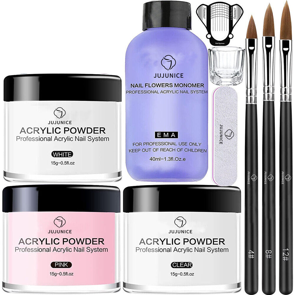 10pcs/Set Nail Art Kit Tip Acrylic Powder Liquid Monomer Extension Manicure Tool