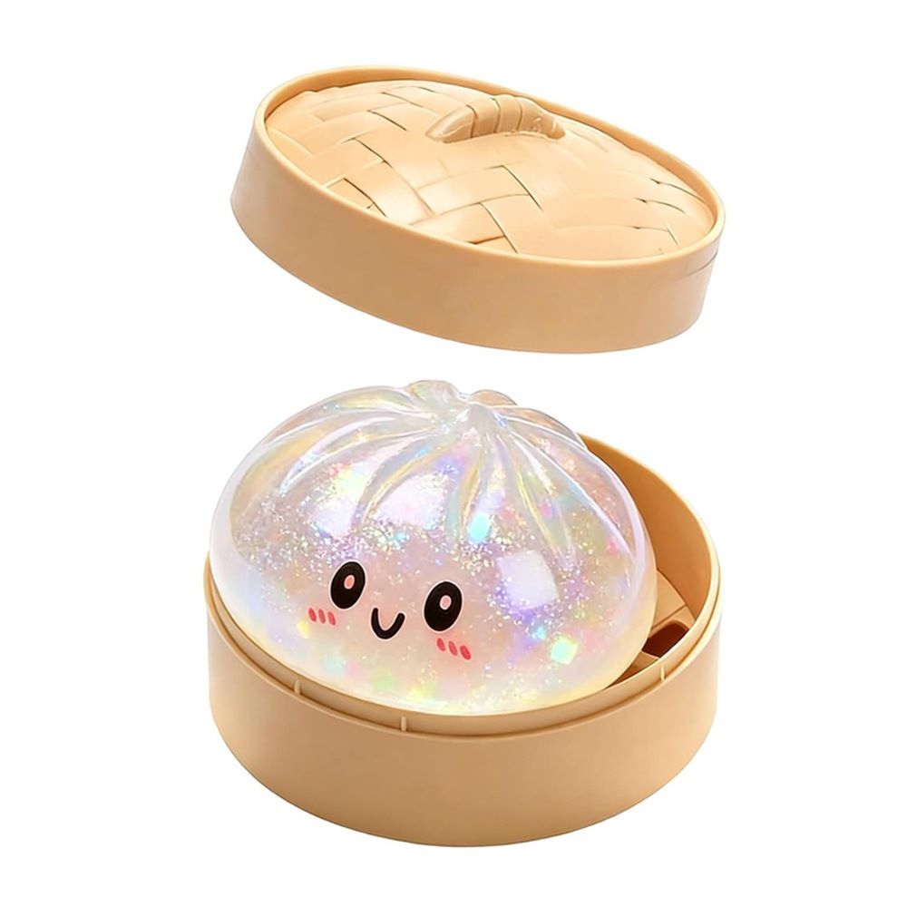 Squishy Stress Relief Toy 2-Pack – Slow Rebound Emoji Bun with Glitter, Sensory Fidget for ADHD & Anxiety