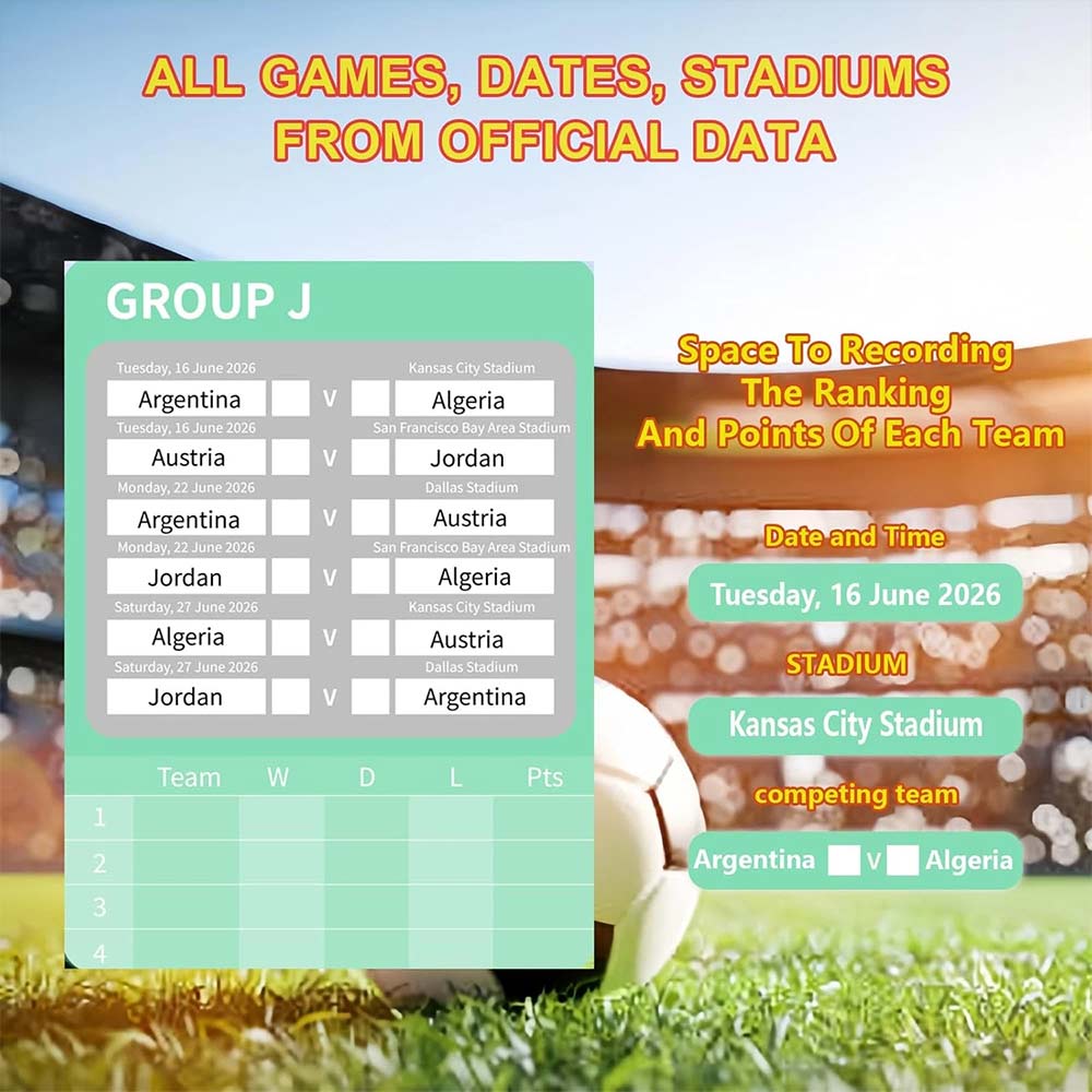 2026 World Cup Football Wall Chart – 2 Pcs Schedule Poster 60×90cm for Soccer Fans
