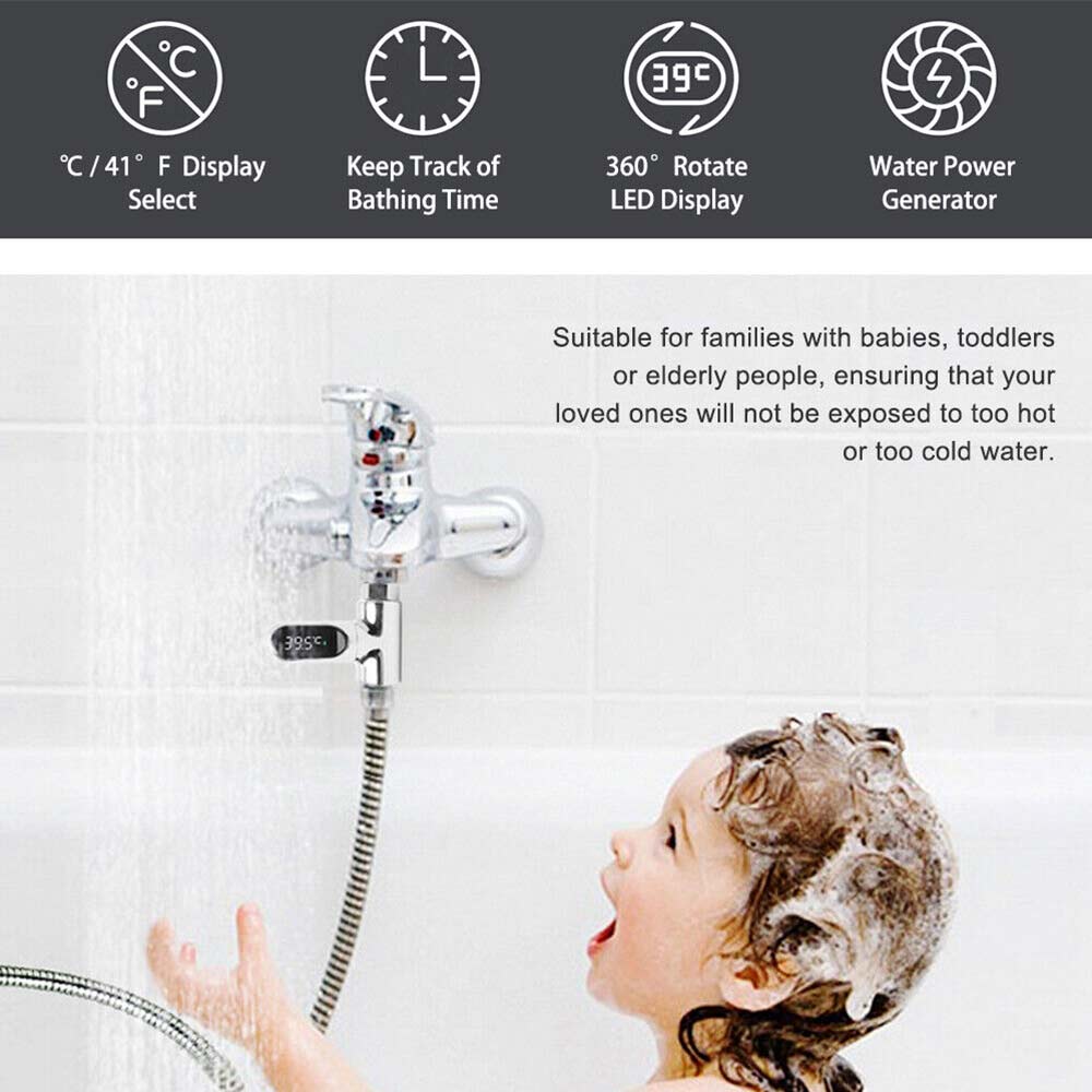 Digital Shower Thermometer Kitchen Bath Water ℃/℉ Selection Temperature Monitor