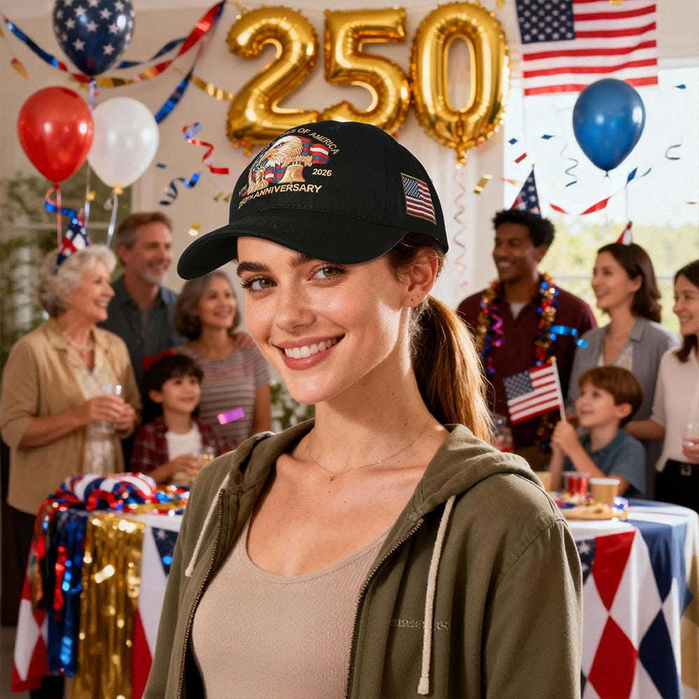 USA 250th Anniversary Baseball Cap - Patriotic 3D Print Hat 1776-2026
