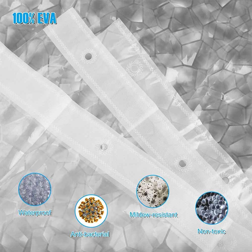 Waterproof Shower Curtain – EVA Bath Curtain, Mildew Resistant 180x200cm