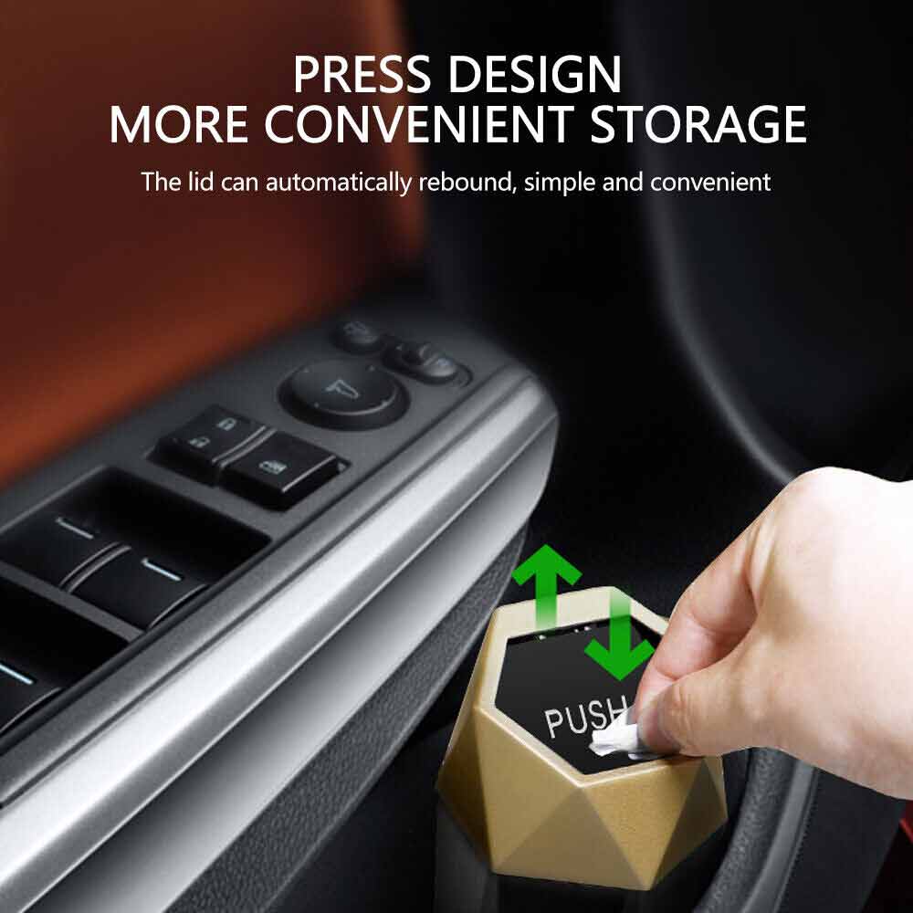 Mini Car Trash Can Bin Push with Lid Car Portable Garbage Can Car Accessories